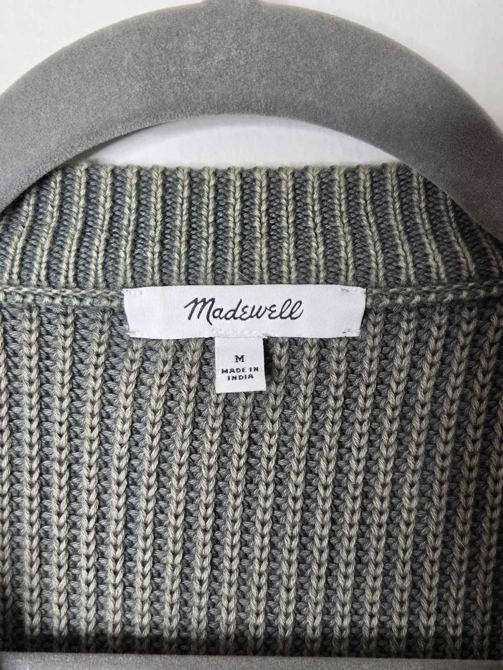 Madewell Cotton Shaker Stitch Crewneck Greenish Gray